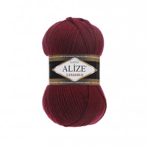 Пряжа Alize Lana Gold Fine бордовый №57